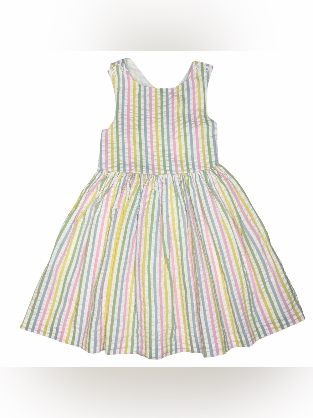 Mini Boden Stripe Seersucker‎ Crossback Dress